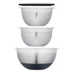 Deals โค๏ธ MasterClass Smart Space Stainless Steel Three Piece Bowl Set With Colander ๐